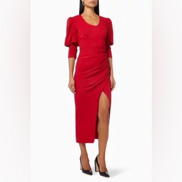 Self Portrait Red Midi Dress Size 6 - Picture 2 of 8